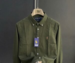 Ralph Lauren Premium Olive Green Full Sleeve Cotton Shirt for Men