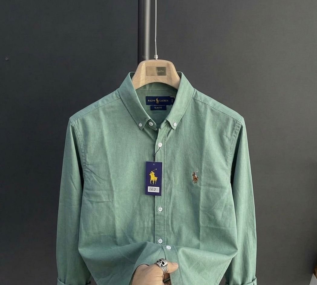 Ralph Lauren Premium Mint Green Full Sleeve Cotton Shirt for Men