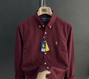 Ralph Lauren Premium Maroon Full Sleeve Cotton Shirt for Men