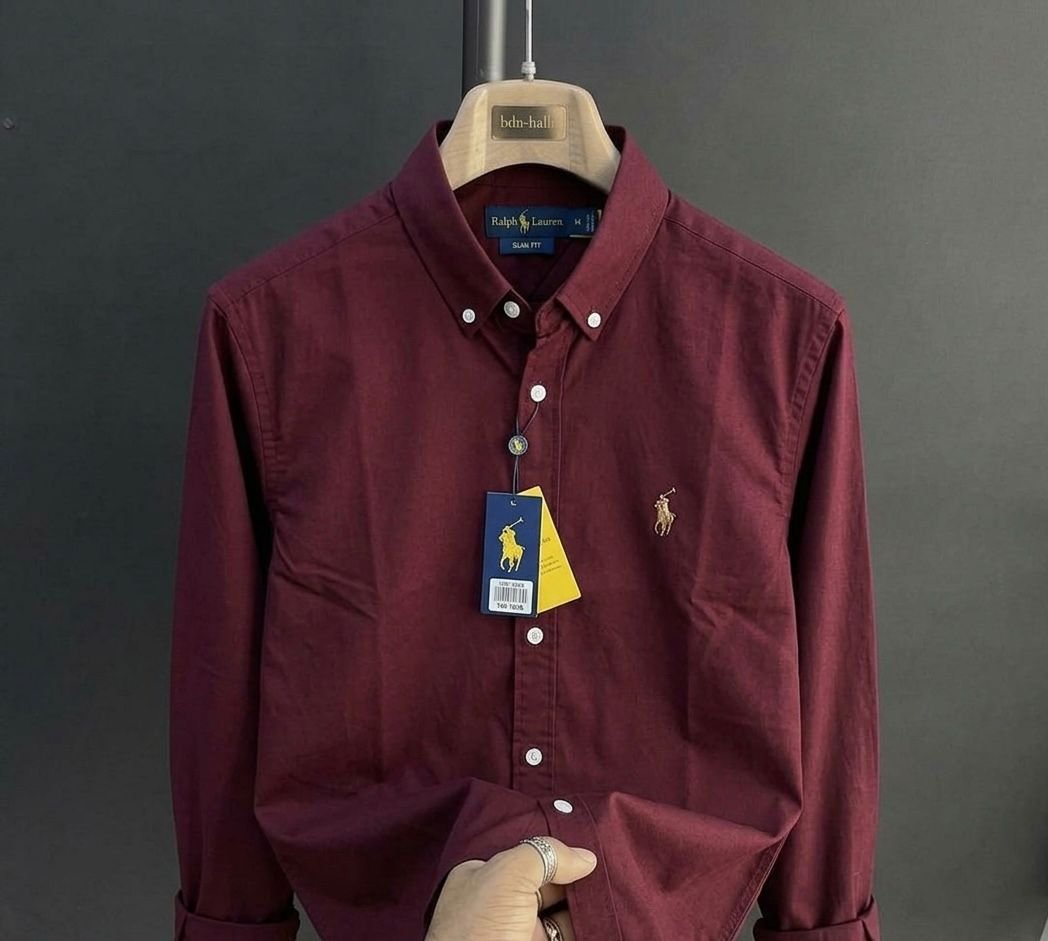 Ralph Lauren Premium Maroon Full Sleeve Cotton Shirt for Men