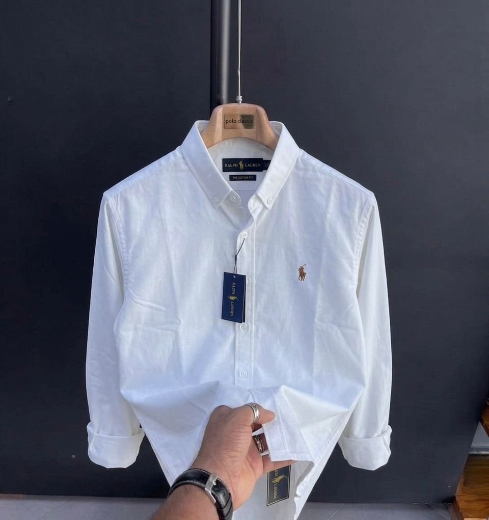 Ralph Lauren Premium Classic White Full Sleeve Cotton Shirt for Men